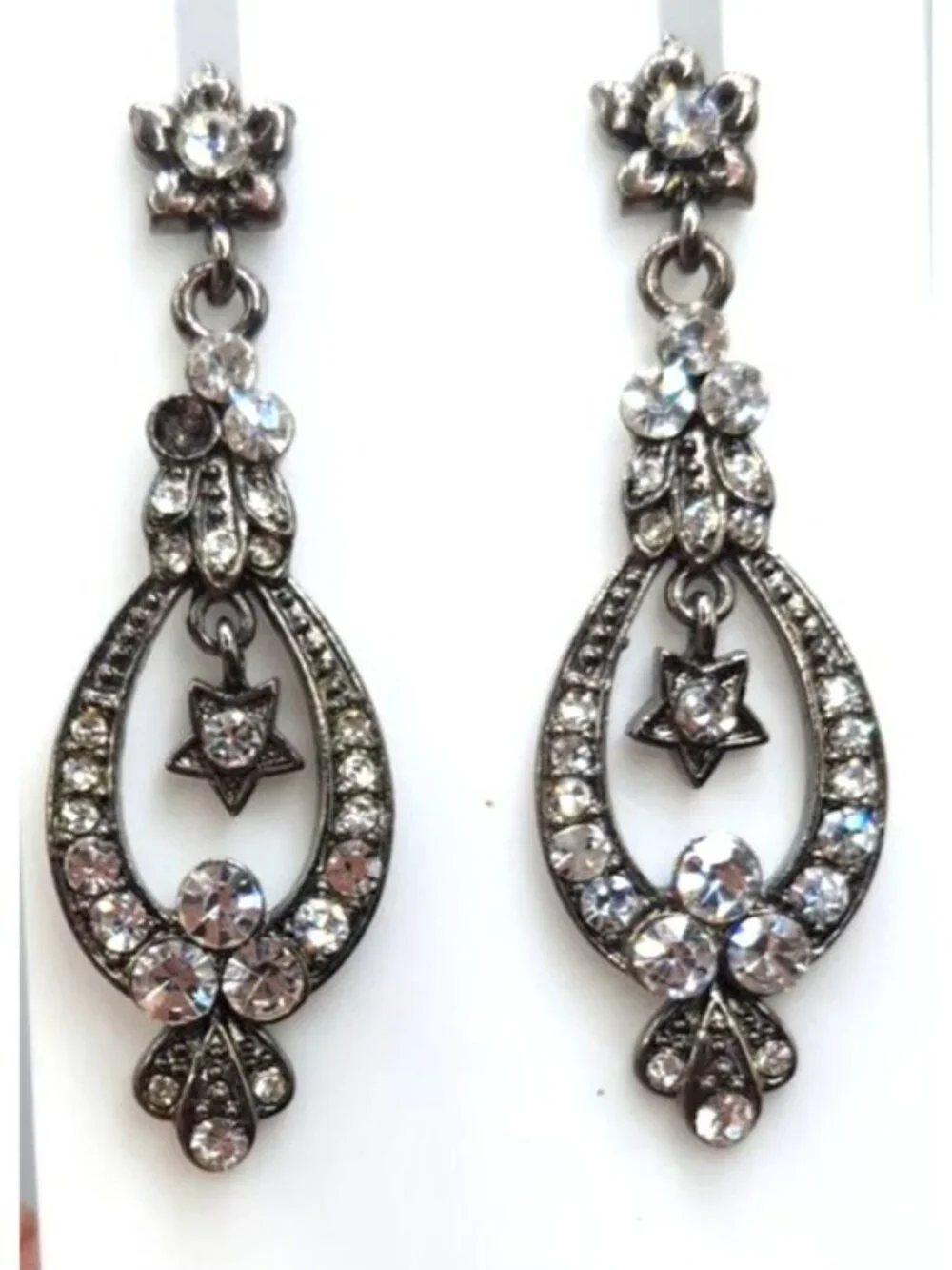 Art Deco Style Crystal Dangle Earrings - 1.5